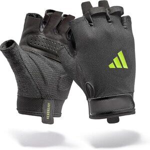 Adidas Size M Half Finger Weightlifting Gloves Gym Training Black/GreenNWT